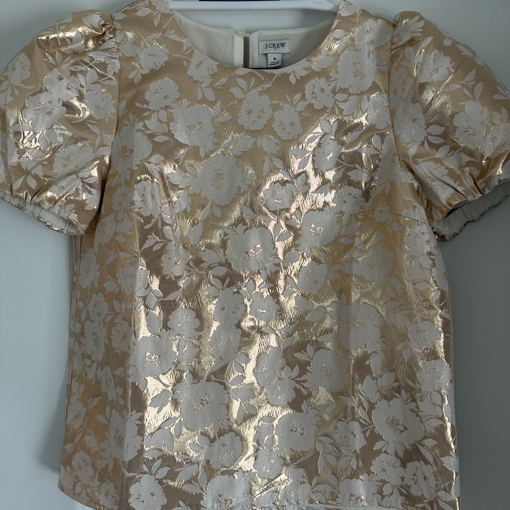 J.Crew Floral Metallic Jacquard Top
